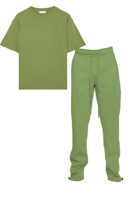 Drop Shoulder and Sweat Pant Lounge Set
