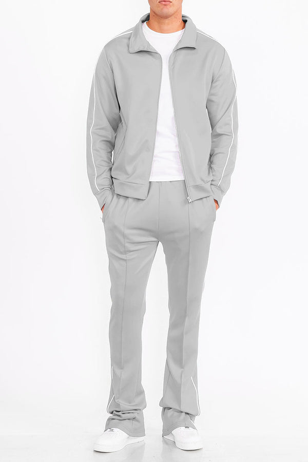 Flare Stacked Track Suit Matching Jacket and Pants Track Sweat Set