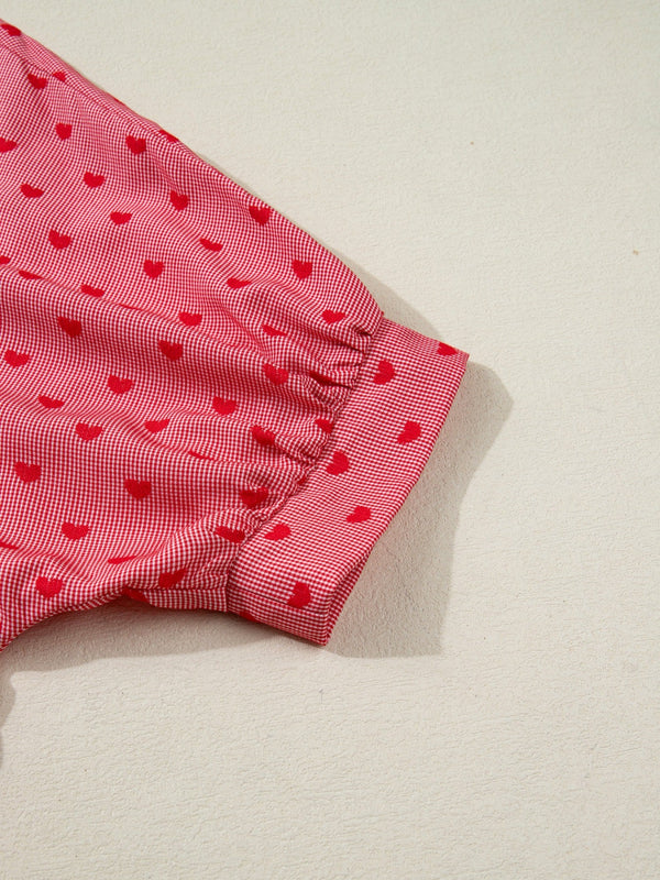 Heart Print Button-Down Shirt