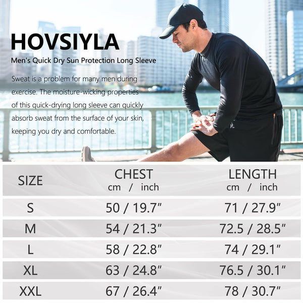 HovSiyla Men's Long Sleeve Moisture Wicking Running Shirt XL