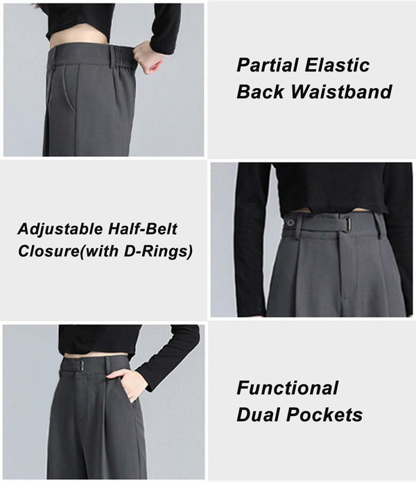 Betusline Womens Business Casual Wide Leg Long Dress Pants Brown Size Small